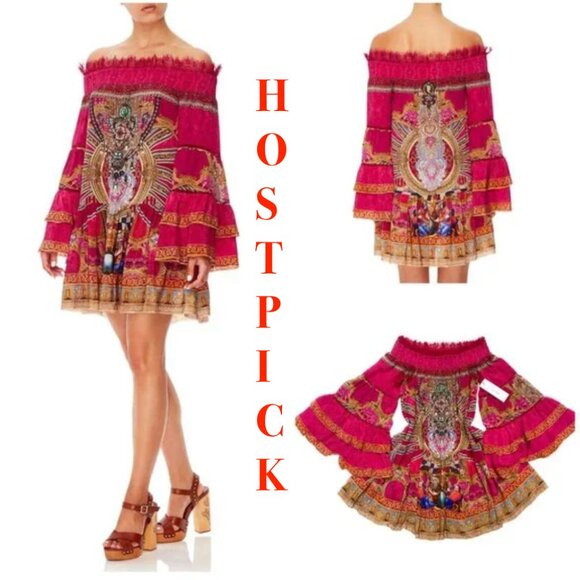 Camilla Dresses & Skirts - NWT Auc Camilla Off Shoulder Dress With Smocking in Lounge Hour